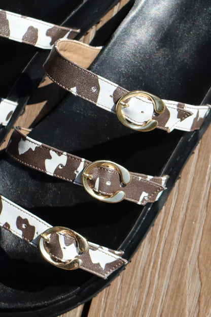 Cow print sandals
