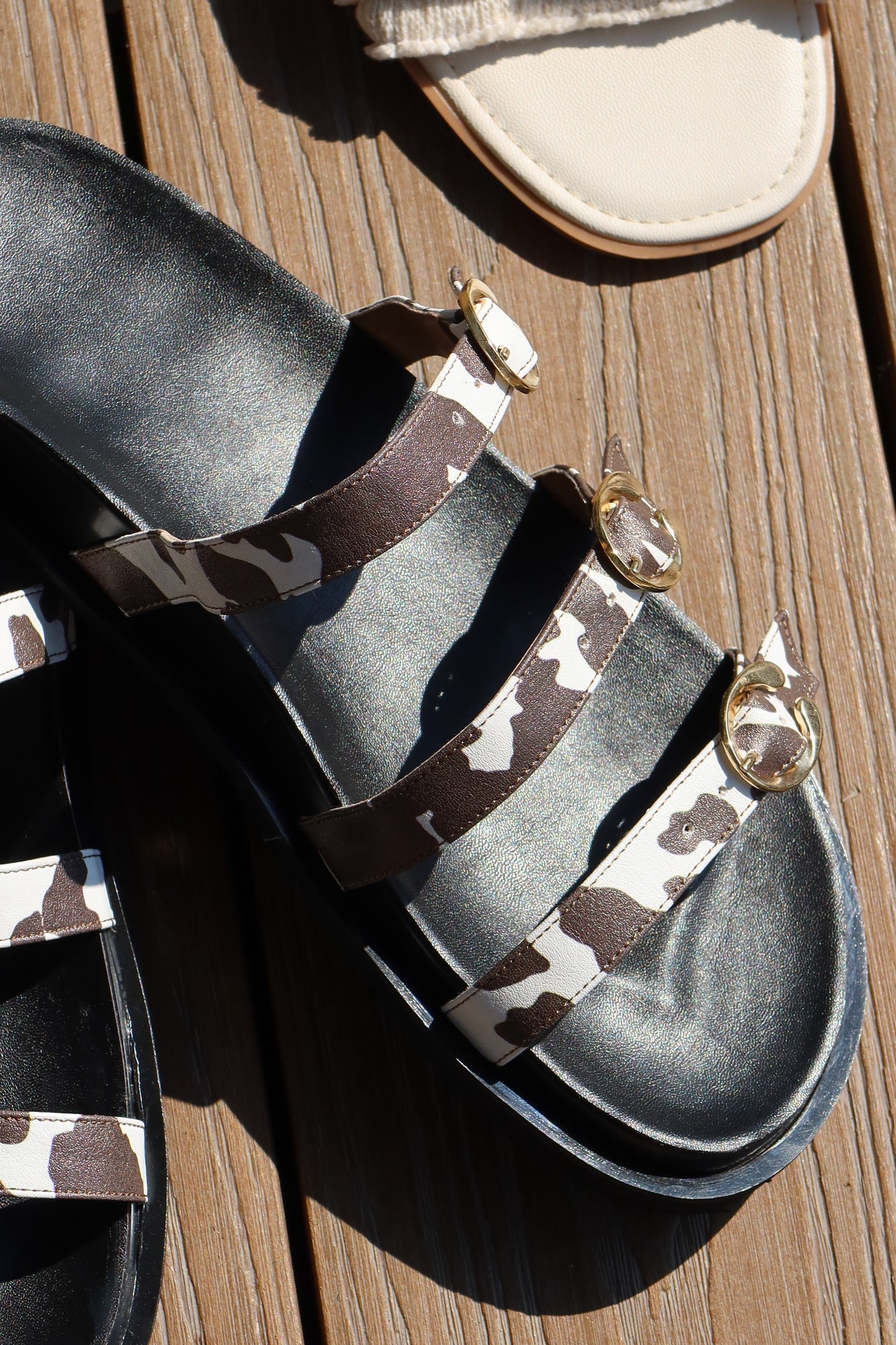 Cow print sandals